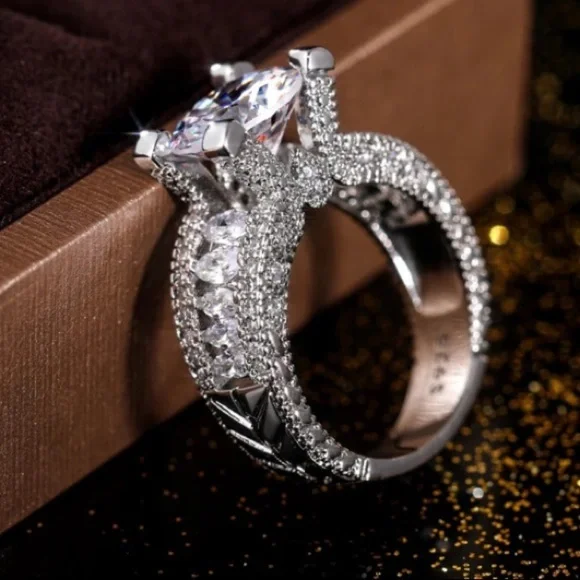 925 Sterling silver diamond ring - Picture 3 of 6